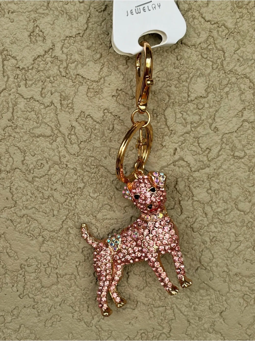 Pink Crystal Dog Keychain/Bag Charm